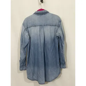 H&M Women’s Chambray Denim Pearl Snap Up Shirt, 4 Soft thumbnail 4