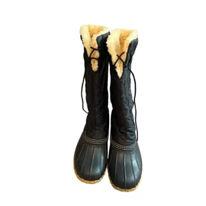 LL Bean Womens Quilted Tall Duck Boots Black Faux Shearling Lined Size 7 M thumbnail 3