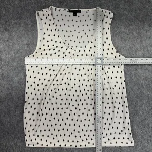 Banana Republic Women Top Sz S White Black Print Scoop Pleated Neck Sleeveless thumbnail 5