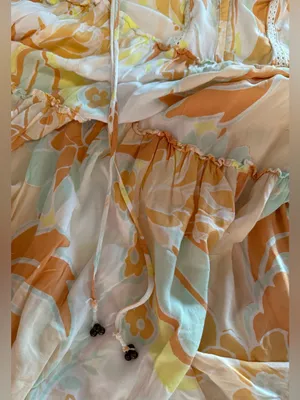 Olivaceous Good Karma Tiered Babydoll Boho Floral Mini Dress Size Medium thumbnail 8