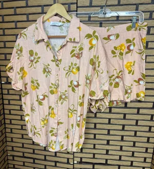 Petal & pup pink lemon pattern two piece short size large thumbnail 1