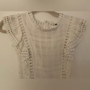 Hazel & Olive White Ruffle Trim High Neckline Short Dress Women’s Sz Small thumbnail 3