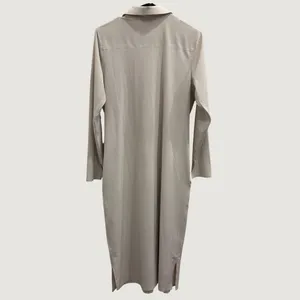 Athleta Urbanite Textured‎ Dress City Stripe Cream White Midi Shirt Dress Small thumbnail 2