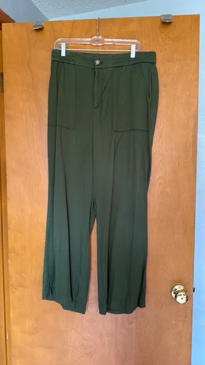 Loft Army Green Pull-on Pants 12 thumbnail 1