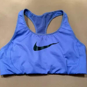 Nike Blue Racerback Sports Bra with Black Swoosh thumbnail 1