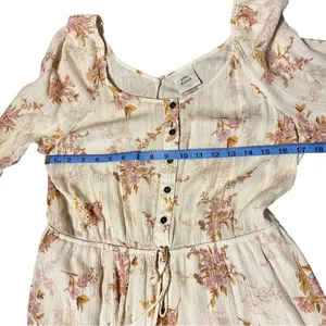 Knox Rose Floral Handkerchief Hem Peasant Midi Dress Cottagecore Button Boho XL thumbnail 8
