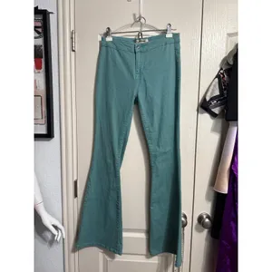 Rock & Roll Teal Bellbottom Bargain Button Flare Jeans Boho Western Cowgirl thumbnail 2