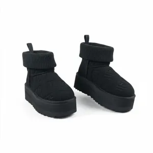 UGG Classic Mini Platform Felted Sheepskin Boots Sz 7 Black Cozy Y2K City Girl thumbnail 2