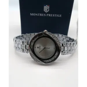 Montres Prestige MPW-0222 Silver Tone Crystal Swirl Bezel Dress Watch New thumbnail 4