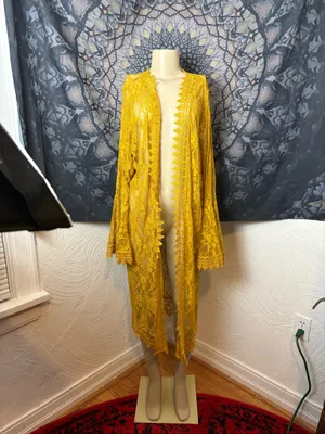 Polly & Esther Golden Yellow Lace Cardigan thumbnail 3