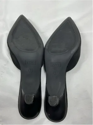 Womans Excellent Coutgo Slip On Mules 9 Black Pointed Toe Kitten Heel thumbnail 6