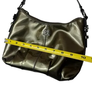 Coach‎ Y2K Madison Patent Leather Demi Small Pleated Pewter Handbag Pouch 46619 thumbnail 11
