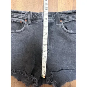 Abercrombie & Fitch High Rise Distressed Denim Shorts Washed Black Frayed Hem 29 thumbnail 5