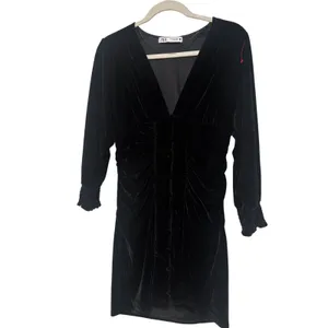 Zara Black Velvet Long Sleeve Dress Size S thumbnail 2