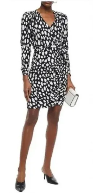 Maje Rossima Spot-Print V-Neck Faux Wrap Dress Size‎ Medium thumbnail 1