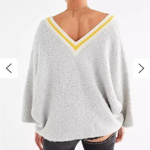 URBAN OUTFITTERS | Gray Yellow Wool Blend Alex Cozy Textured Dolman Sweater,‎ S thumbnail 5