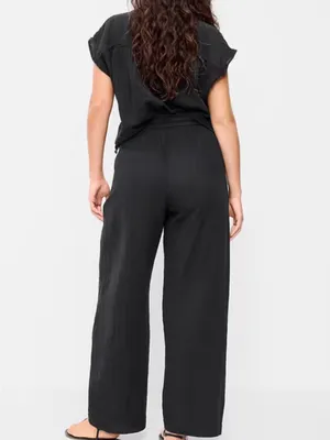 Old Navy High-Waisted Crinkle Gauze Barrel Ankle Pants Black XS NWT thumbnail 3
