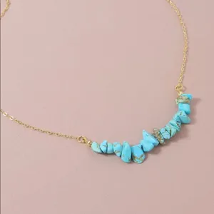 Delicate Turquoise Stone Gold chain necklace thumbnail 4