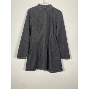 Zara Black Long-Sleeve Mini Dress with High Neck Size XL 97% Cotton thumbnail 3