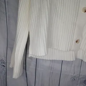 Sincerely Jules Off White Ribbed Knit Boho Cozy Chic Button Front Cardigan NWT thumbnail 6