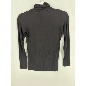 P.int Womens Turtleneck Top Black Ribbed Long Sleeve Slim Fit XS thumbnail 3