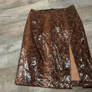 Express x Negin Mirsalehi Snakeskin Leather-like Midi Skirt‎ 10 thumbnail 14