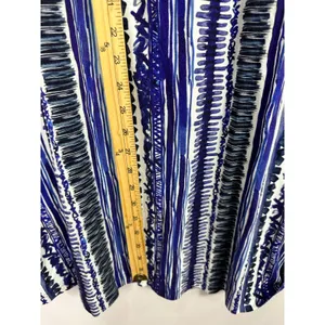 Snoskins‎ T-Shirt Dress Womens L Blue Abstract Stripe Short Sleeve Stretch Artsy thumbnail 5