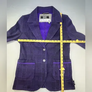 Smartthreads 1=1 Kansas State Wildcats Purple Plaid Knit Women’s Blazer Jacket thumbnail 11