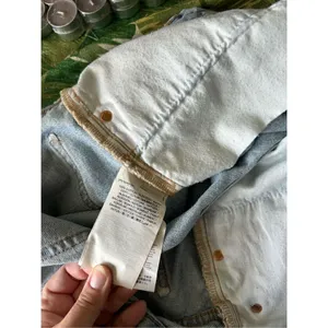 Mango MNG Andy Distressed Denim Shorts Button Fly Raw Hem Size 10 thumbnail 4