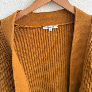 Madewell Madison Rib Side Tie Cardigan In Golden Harvest Camel‎ Tan Brown M thumbnail 6