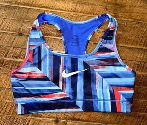 Nike dri-fit blue abstract athleisure S racerback sports bra thumbnail 1