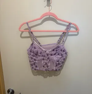 Lilac floral lace crop top Purple Size M thumbnail 4