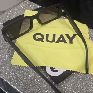 Quay Australia ART SCHOOL 36mm Rectangle Sunglasses Black 53-18-150 NIB w/cloth thumbnail 6
