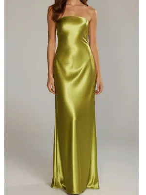 LOVERS + FRIENDS Lucy Open Back Cowl Satin Gown, Chartreuse, XS thumbnail 3