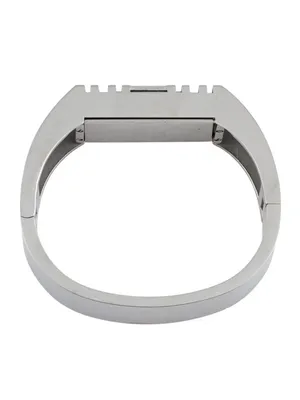 Tory Burch X Fitbit Silver Tone Metal Geometric Hinged Bangle Bracelet thumbnail 2