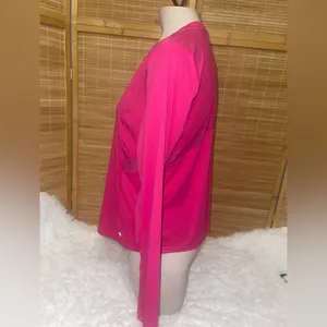 Layer8 hot pink quick dry long sleeve tee with mesh shirt top woman’s large thumbnail 2