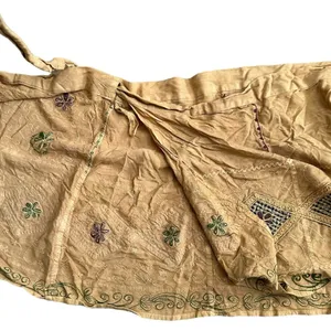 Embroidered Crop Top Wrap Skirt Set Mustard Boho Summer thumbnail 5
