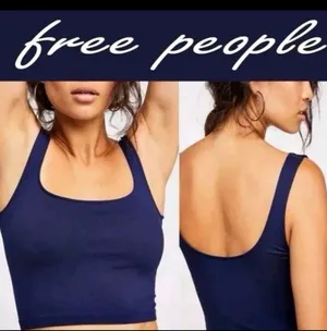 NWT Free People Navy Blue Crop Top Tank Medium/Large thumbnail 3