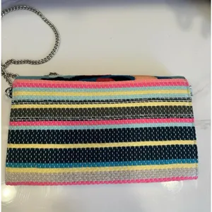 America & Beyond Beaded Clutch Shoulder Flap Chain Bag Purse Colorful Artsy Boho thumbnail 11