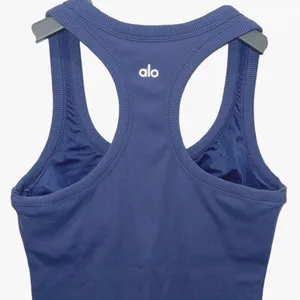 Alo Yoga Womens Rib Racerback Sleeveless Support Tank Top Smoke Cobalt Blue Size thumbnail 4