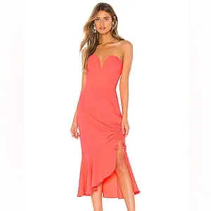 NWT Amanda Uprichard S Rayna Dress in Fluro Pink Ruched Strapless Dress thumbnail 7