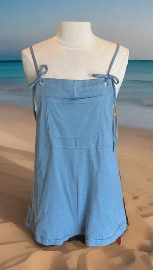Cider Overall Romper Dusty Blue New thumbnail 1