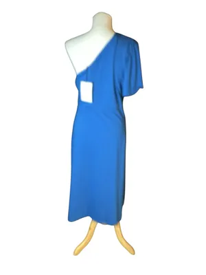 Who What Wear Bright Blue One-Shoulder Midi Dress - Size Large thumbnail 2
