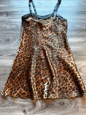 Kathy Ireland Leopard Print Satin Lingerie Slip Dress Nightie Small thumbnail 8