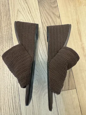 Zara brown crochet wedge sandals thumbnail 3