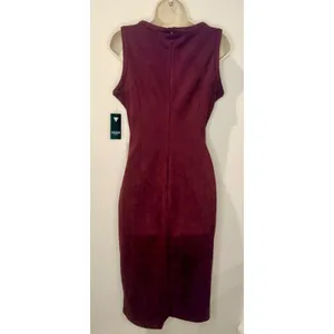 Guess Stretch Faux Suede Cut-Out Bodycon Dress Wine Red Size 6 NWT!! thumbnail 3