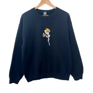 4:12 The Label Embroidered Skeleton Pumpkins Spooky Halloween Fleece Sweatshirt thumbnail 1