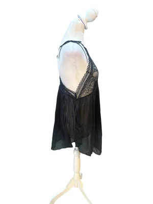 Victorias Secret Black Lace Sheer Lingerie Slip Dress Womens Medium New WO Tags thumbnail 3