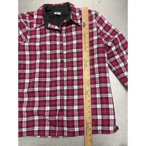 LL Bean Shacket Womens M‎ Plaid Fleece Lined Button Up Flannel Camp Outdoors thumbnail 4