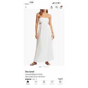 Sea Level Smocked Bodice Cotton Seersucker Cover-Up Dress Sz M NWOT NEW $115 thumbnail 5